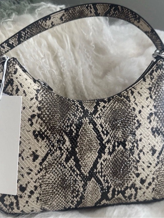 Stella McCartney Handbags - Stella McCartney Black and Beige Faux Snakeskin Shoulder Bag